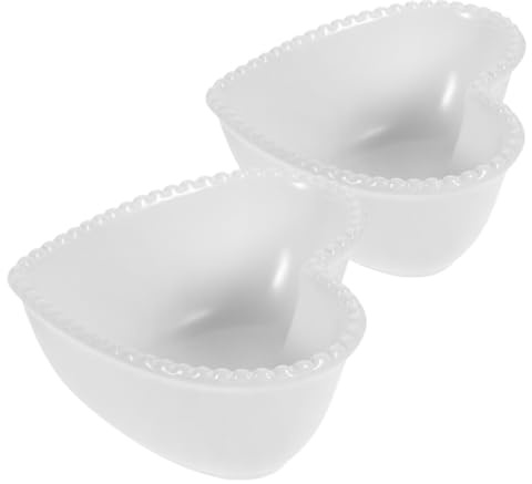 LIFKOME Ciotole Da Dessert in Ceramica a Forma Di Cuore, Piatti Per Dolci e Budino, Set Da 2 Pezzi Per Colazione e Snack, Stoviglie Nordic Style Per Uso Domestico