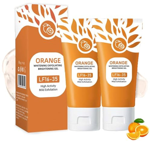 Natürliches Orange Peeling Gel,Orange Gesicht Reinigung Peelings, Orange Brightening Exfoliating Peelings Gel für das Gesicht,Körper Peeling Gels Damen,Exfoliator Scrub Für Tiefenreinigung (2PC, 50g)