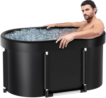 Foldable Ice Bath Tub for Athletes, Portable Oval Cold Plunge Tub - Cold Water Therapy Solution for Home Gym & Outdoor Use - Muscle Recovery Bath