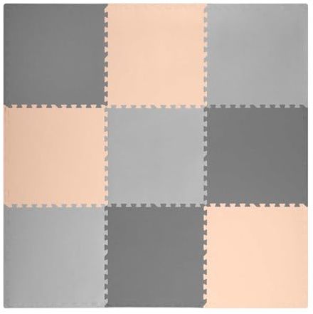 Ricokids Krabbelmatte Baby Puzzlematte Spielmatte Schaumstoffmatte rutschfest für Kinder 9 Teile 180 x 180 x 1 cm Grau Orange