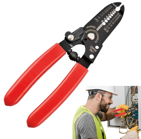 Alicates pelacables | Pelacables con función de corte y crimpado - Alicates de instalación eléctrica ergonómicos para electricistas y bricolaje, instalación eléctrica, proyectos de bricolaje