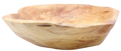 LAPYAPPE Rustic Wooden Bowls for Serving Salad and Fruit, Decorative Wood Fruit Serving Tray Made from Easy to Clean Wood, for Dining Room and Farmhouse Countertop Display Style