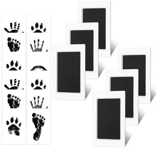 6 Pcs Set Impronte Bimbi, 9,5 * 6 cm Impronta Mani e Piedi Neonati, Kit Impronte Neonato, per Neonati da 0 a 6 Mesi Cucciolo Cane gatto,Regalo Battesimo Bimbo