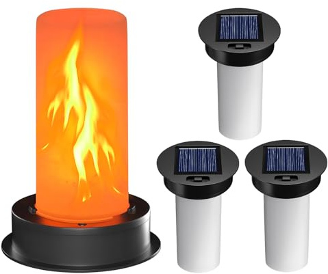 4 Pack Solar Light Replacement Top with Flickering Flame, Waterproof Solar Light Parts for Hot Air Balloon Lanterns (Fits 2.87 to 3.35 Inch Openings) Replacement Kit for Outdoor Decor Garden Patio
