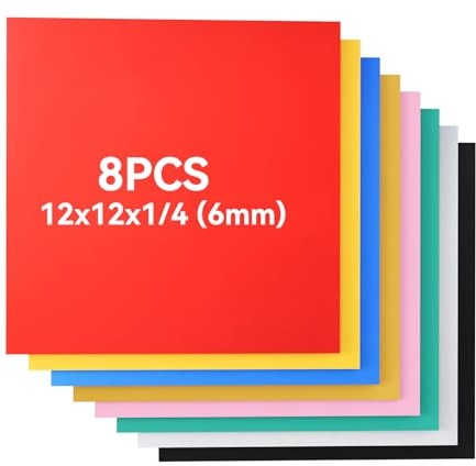 Creatorally 8er Set Vorgefärbte Sperrholzplatten, 30 x 30 cm, 6mm Basswood, 8 Farben Gemischt, Ideal für Lasergravur, Laserschneiden, DIY Bastelprojekte, Dekoration & Modellbau