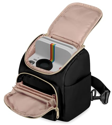 Prokva Sac Bandoulière pour Polaroid, Sac pour Appareil Photo, Noir | Compatible avec les Séries Polaroid Now I-Type, Now+ I-Type, OneStep+, OneStep 2 VF, Flip et Go