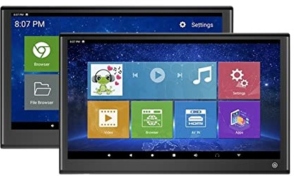 Fernseher Auto, 13,3-Zoll-Kopfstützenmonitor IPS-Touchscreen-Auto-Rücksitzunterhaltung 4K-Fahrzeug-Videoplayer-Anzeige mit Spiegelung(2 PCS Black 13.3)