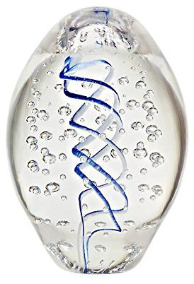 CRISTALICA Briefbeschwerer Ei Pavel stehend 12cm weiß/blau/transparent
