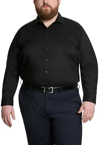 Kenneth Cole Herren Kleid Shirt Big and Tall Solid Smokinghemd, schwarz, (4XL Groß) 51 cm Hals 86/89 cm Ärmel