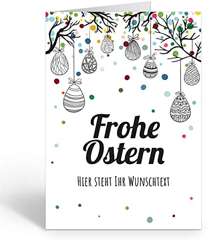 Große XXL Grußkarte zu Ostern (DIN A4) SELBER GESTALTEN - Vintage Ostereier Frohe Ostern Wunschtext - mit Umschlag/Edle Design Klappkarte/Ostergruß/Ostern/Osterfest/Extra Groß