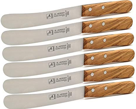 H. Herder 6 Solingen Frühstücksmesser Buckelsmesser 22cm Spezialstahl 1,5mm stark rostfrei Olive