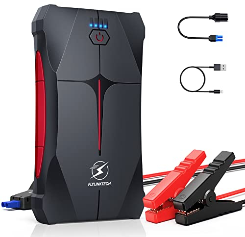 Avviatore Batteria Auto, FLYLINKTECH 3000A 13200mAh Avviatore di Emergenza per Auto/Moto(Fino a 8.0L Benzina/6.5L Diesel) 12V Starter Batteria Portatile Booster Avviamento con Torcia a LED IP67