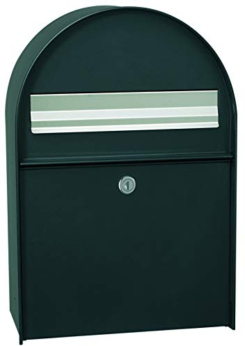 MEFA by Renz Briefkasten Amber 401 (Farbe Tiefschwarz, Regenschutzüberstand, Entnahme hinten, Größe: 555x380x210 mm) 401100M