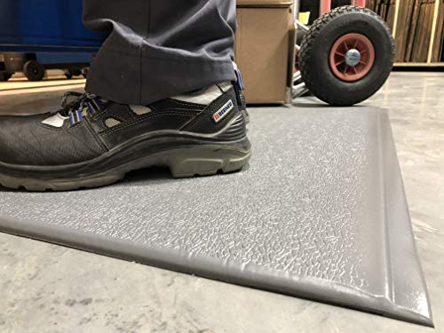 SOFT STEP Comfort | 2-lagige Anti-Ermüdungsmatte | PROFI Komfort-Arbeitsplatzmatte | gehärtete Oberfläche | 100% Vinylschaum | Texturiert 13mm hoch (120cm x 400cm, Grau)