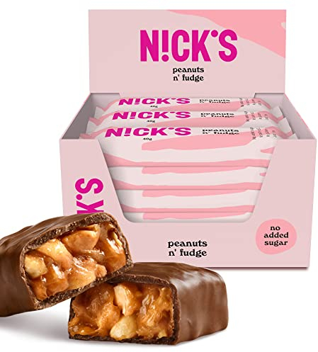 NICKS Keto Riegel Peanuts n fudge, Schokolade Erdnüsse Karamell Snacks, 175 Kalorien, 4,1 Net carbs, ohne Zuckerzusatz, Glutenfrei, Low carb Süssigkeiten (15x40g)