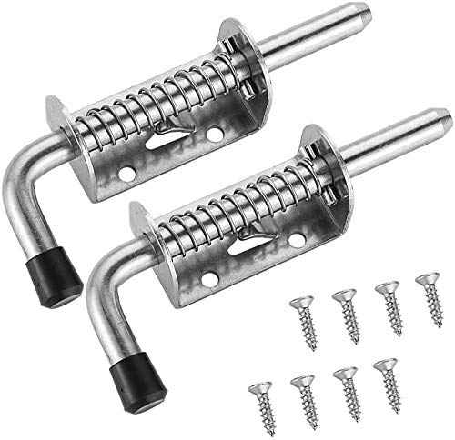 Federbelasteter Riegel, 304 Edelstahl, Bolzenriegel,Spring Latch, Verriegelung, Türriegel, Schiebetür, für Garage, Schuppen, Scheune, Hühnerstall, 128 mm, 2 Stück