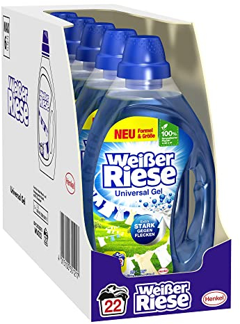 Weißer Riese Universal Gel, 110 (5 x 22) Waschladungen, Vollwaschmittel sorgt für hygienisch reine und strahlend saubere Wäsche & wirkt extra stark gegen Flecken, 100% recycelbar*