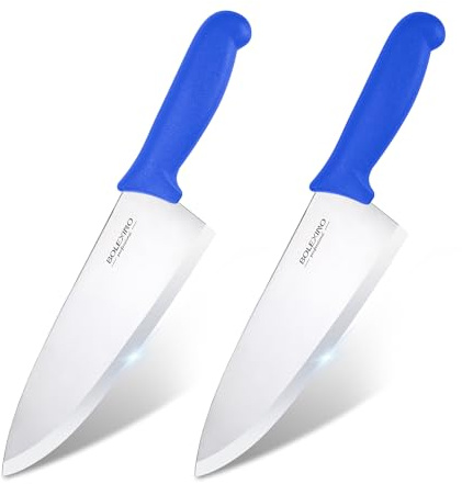BOLEXINO 8 inch Japanese High Carbon Stainless Steel Chef Knife Set, Professional Extra Sharp Wide Cook Knife with Non-slip Ergonomic Handle, for Kitchen Home Restaurant