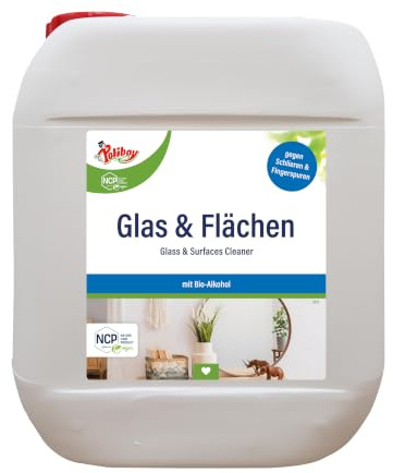 POLIBOY NCP Glas & Flächen Reiniger - Scheibenreiniger für schlierenfreie Oberflächen - Glasreiniger Fenster, Spiegel, Glaseinsätze, Scheiben - 1x 5 Liter Kanister