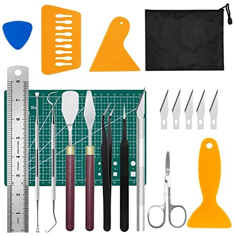 Dottall Plotter Zubehör, 19 Stück DIY Craft Tool Art Work Set, Vinyl Entgitterungswerkzeuge, HTV, Etikettierung, Cameos, einschließlich Spatel für Scherenschnitte, Entgitterungshaken, Pinzette