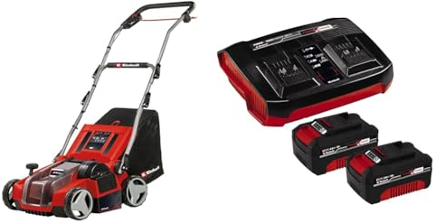 Einhell Akku-Vertikutierer-Lüfter GE-SA 36/35 Li Power X-Change (36 V, Brushless, 35cm Messerwalze, 28L Fangsack, einstellbare Arbeitstiefe, inkl. 2x 4,0 Ah Akku und Twincharger)