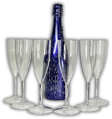 12 Copas de champan transparentes irrompibles, cava y vino espumoso de plastico duro reutilizables ultraresistentes - Pack copas de champagne - Durarero y Seguro