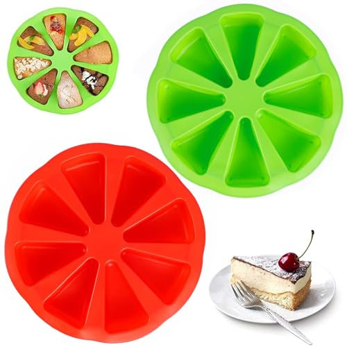 Geonoy Silikon Backform mit 8 Löchern,Kuchenform Silikon,Dreieck-Kuchenform Hohlraum Silikonbackformen, Pizza Scheiben für Maisbrot Brownies Muffins und Küche Backwerkzeug