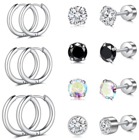 AVYRING Boucles d'Oreilles pour Femmes - Créoles, Pendantes et à Tige en Argent Sterling/Or - Avec Zircone Cubique et Perles - Hypoallergéniques et Élégantes