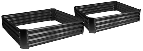 Harbour Housewares Raised Garden Bed - Anthracite - 120 x 120cm - Pack of 2 | Square Bottomless Galvanised Steel Planter Box for Growing Outdoor Plants, Vegetables, Flowers and Herbs
