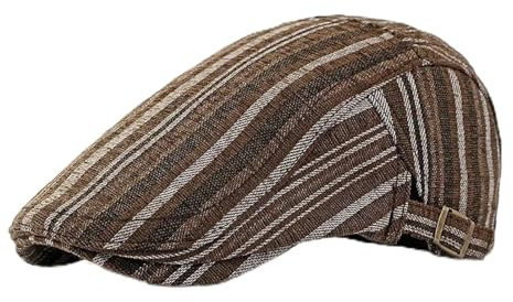 WOYUANSHA Barett Baskenmützen Für Herren Baumwolle Geometrie Druck Newsboy Caps Flache Schirmmütze Männer Frauen Maler Baskenmütze Hüte 55-60 Cmverstellbar Braun