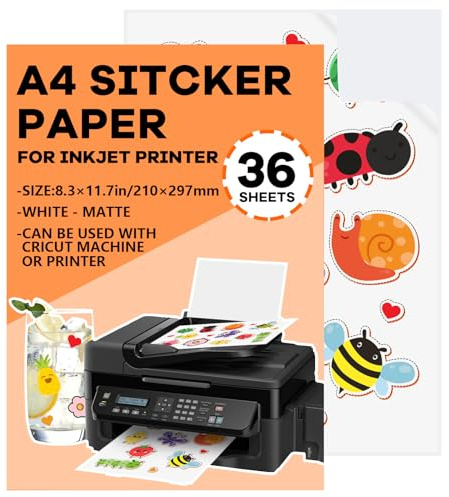 NICEIN® A4 Självhäftande foliedekaler, papper | vinyl, självhäftande film, transparent, skrivarpapper, vattentät, tryckbara självhäftande folier, klistermärken för bläckstråleskrivare, laserskrivare