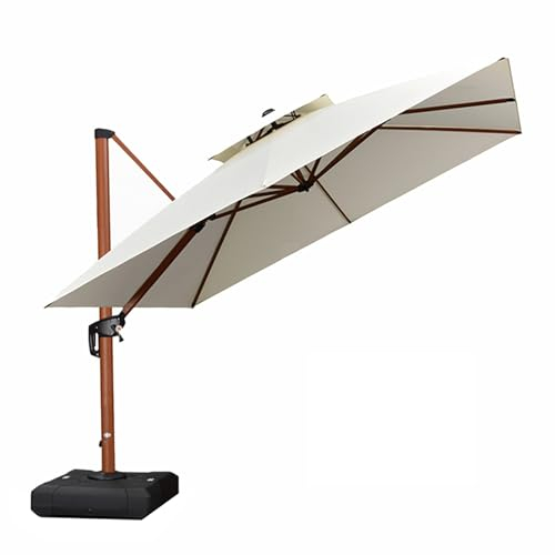 HESHEQ Große Terrassenschirme Alu Ampelschirm Marktschirm mit Kurbel | Kurbel-Schirm 360° drehbarer Offset-Schirm for Balkon,Garten,Terrasse(Size:White)