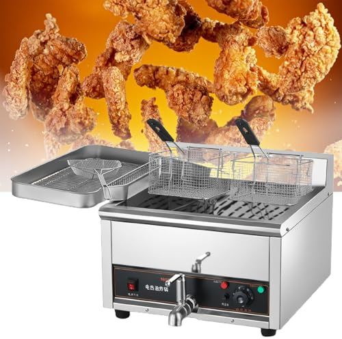 LFfwynog Electric Deep Fryers, Countertop Deep Fryer with Baskets Detachable Large Capacity Stainless Steel Countertop Electric Oil Fryer with Temperature Control,18L