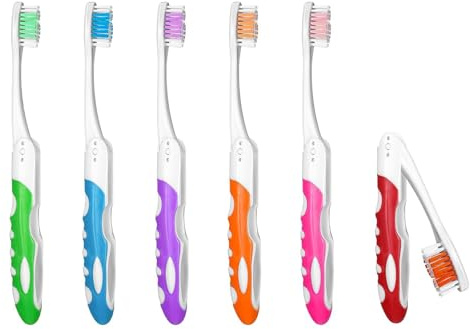 JCUGSBS 6 Cepillos Dentales de Viaje Mini Cepillos Manuales de Dientes Portátiles con Cerdas Suaves Cepillo de Dientes Plegable de Dientes para Camping Niños Adultos Higiene Bucal