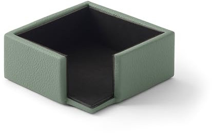 Eglooh - Atena - Notizzettel Box Echtes Leder Salbei Grün - Zettelbox, Notizklotz, Zettelkasten für Schreibtisch und Büro - cm 11,2 x 11,2 x H.4,5 - Made in Italy