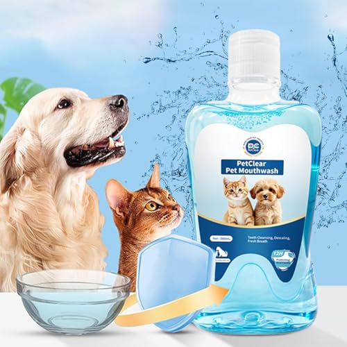 PCpetclear petclear munvatten för hundar och katter, tillsats av dricksvatten, skyddar mot plack och tandsten, frisk andning, ingen borste krävs – 380 ml