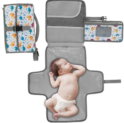 Wickelunterlage Unterwegs Faltbare mit Feuchttücherbeutel 20×30 cm Wickelunterlage Waschbar Tragbare mit 3 Beutel Baby Wickelunterlage für Tragen Beim Ausgehen (Bunt)