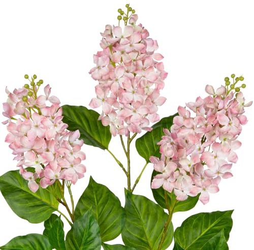 Briful Künstliche Fliederblumen 77cm – 3er Set Seidenblumen Flieder Deko für Hochzeit, Vase, Frühling – Rosa Kunstblumen Wie Echt für Tischdeko, Blumengesteck