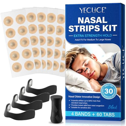 Magnetic Nose Strips, Magnetic Nasal Strips (60 Count-1 Month Supply), Anti Snoring Devices - Reduce Snoring, Improve Sleep Quality - Sweat Resistant, Skin Friendly Nose Strips