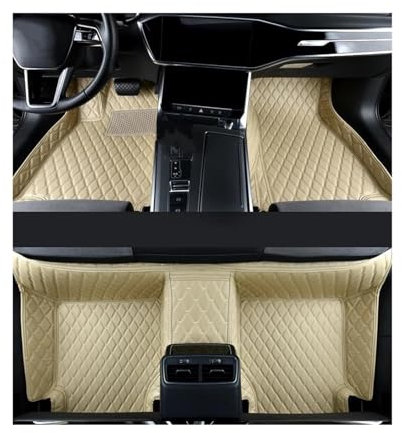 MZEER Automatten Für Kia Für Sorento 2015 2016 2017 5-Sitzer Leder-Autofußmatten wasserdichte Innenfußmatten Teppichfußpolster Auto Fußraummatten(Beige)
