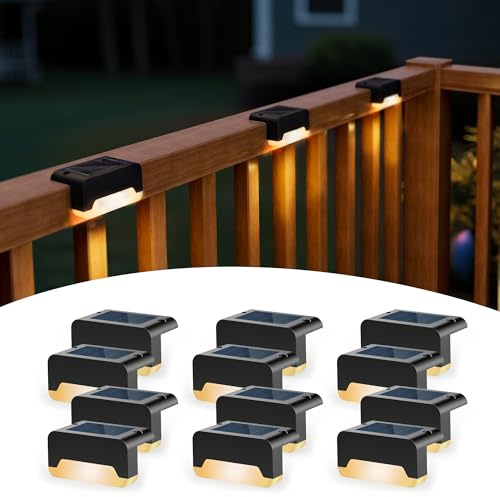 SOLPEX Solar Deck Lights, Solar Step Lights for Outside Waterproof Led Stair Light for Outdoor Fence, Balcony, Patio, Railing, Front Porch, Yard and Pathway(12pack Warm White)