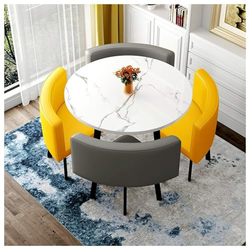 Modernes Konferenztisch-Set für Büro, Empfang, stilvoller runder Besprechungstisch mit Stühlen, ideal für kleine Räume, Esszimmer, Küche und kreative Freizeitnutzung (G)