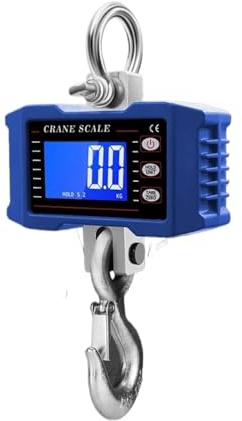 Bilancia da gru digitale, 1000Kg/500Kg Bilancia for gru digitale sospesa Bilancia for gru portatile for carichi pesanti Retroilluminazione LCD Bilancia a gancio industriale Cambio unità(1000kg Blue)