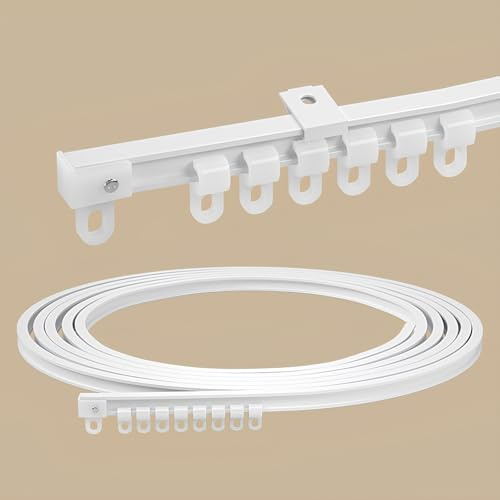 ZCFLWR Riel Flexible para Cortina de Techo, Barra Ultrafina, deslizable para Espacios Estrechos, Ideal para separadores de ambientes, duchas y ventanales (Blanco, 350 cm/11,4 pies)