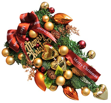Homoyoyo Guirnalda de Navidad Forma de Corazón con Lazo Colgante Bolas Decorativas y Artificiales Adorno para Puerta Pared o Árbol Decoración Navideña Interior y Exterior