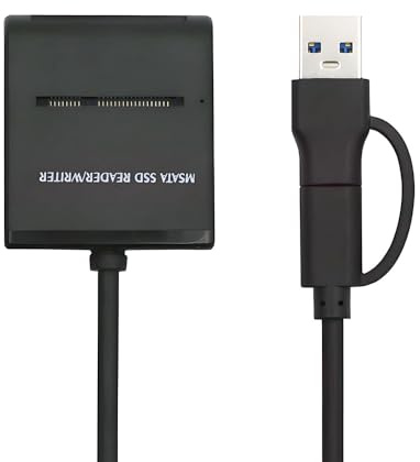 xiwai Cable Adaptador Externo de Aluminio USB 3.0 Tipo A a USB-C Tipo C con Conector Dual a SSD MSATA, 5 Gbps