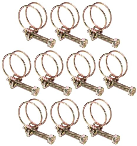sourcing map 10pcs Adjustable Double Wire Hose Clamp 21-25mm Carbon Steel Wire Hose Clips Pipe Tube Clamps for Dust Collection Rubber PVC Pool Pump Hose
