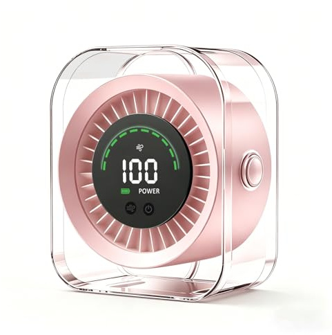 DDKJ Ventilatore da Scrivania USB Ricaricabile, Piccolo Ventilatore da Tavolo Silenzioso con 5 Velocità Rotazione a 360°, Ventilatori da Ufficio Portatili a Batteria 4000mAh Desk Fan per Casa Esterno