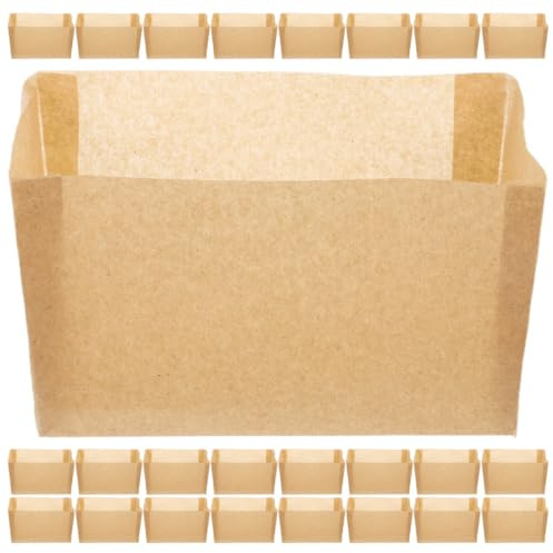 JECOMPRIS 50 Pezzi Fodere per Teglie da Plumcake in Carta da Forno Kraft, Rivestimenti Antiaderenti per Pane Tostato, Pirottini Monouso Resistenti Alte Temperature per Cottura Uniforme