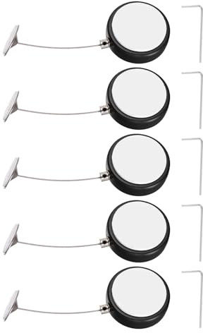 PATIKIL Lot de 5 sangles de câble rétractables pour télécommande - Cordon de verrouillage rond réglable avec capuchon rond en fer - Pour téléviseurs/tablettes - 1,5 m - Noir